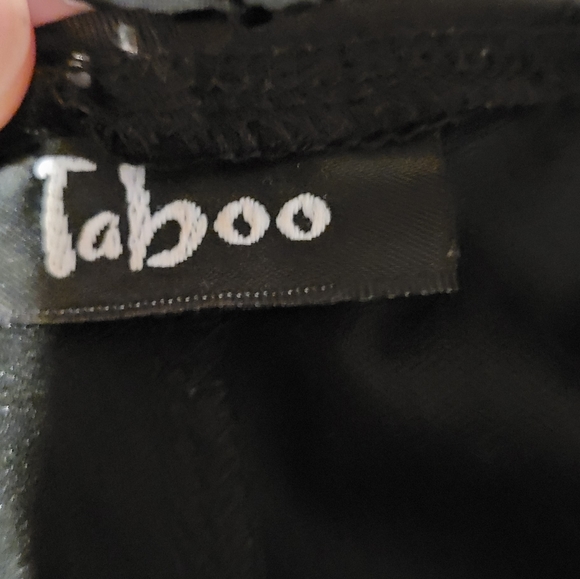 Taboo Black Mini Dress Sinched Bodycon Padded Ruffed Sparkle Asymmetrical Medium - Picture 6 of 6